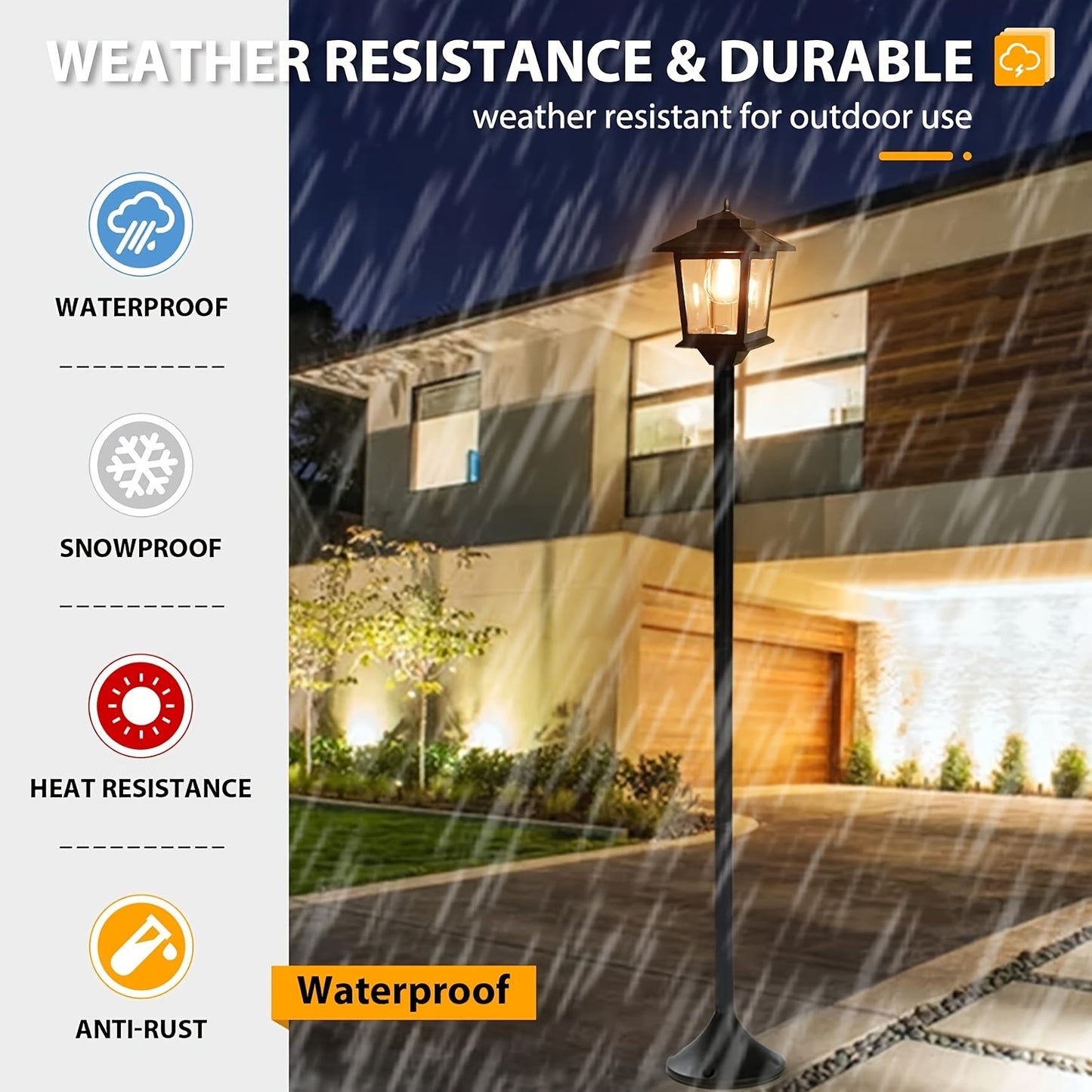 Solar Powered Aluminum Lamp Post Light for Outdoor Decor