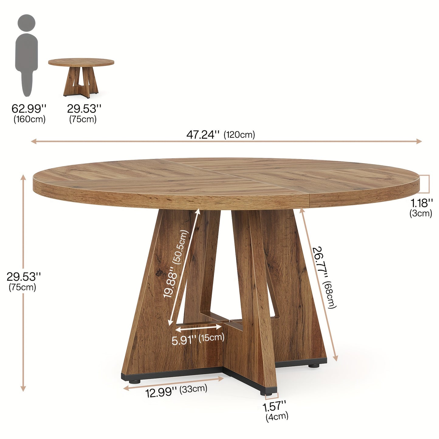 Rustic Round Farmhouse Dining Table for Cozy Home Gatherings