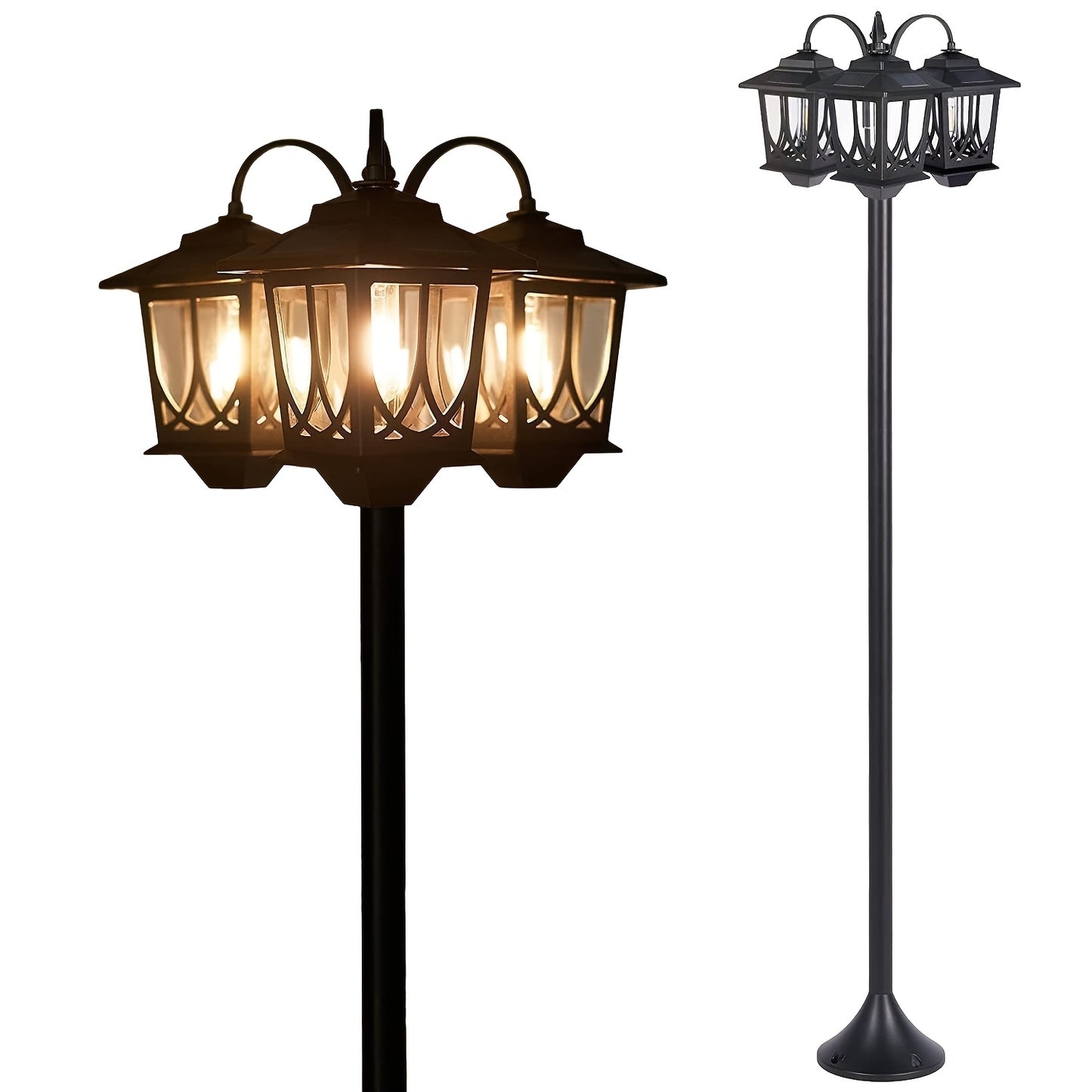 Vintage Solar Floor Lamp for Outdoor Garden and Patio Lighting