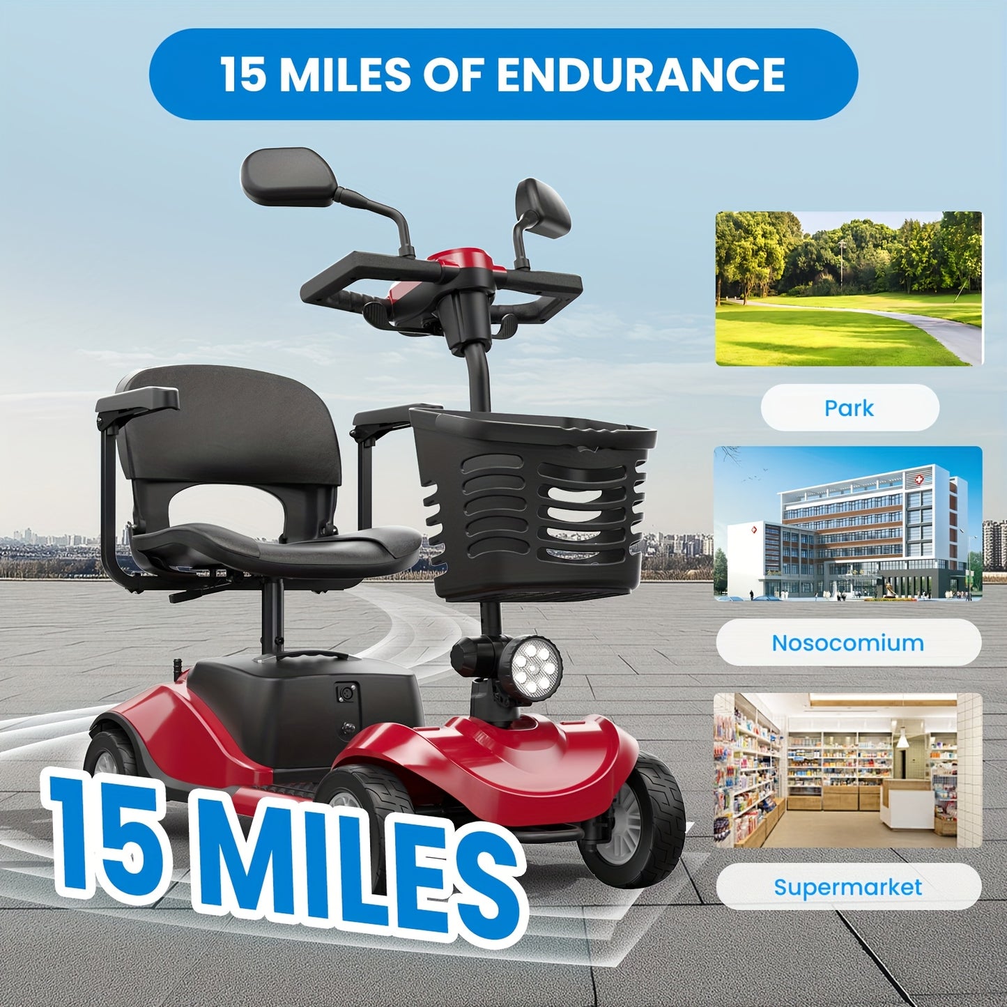 Kerdom 250W Folding Mobility Scooter for Adults and Seniors