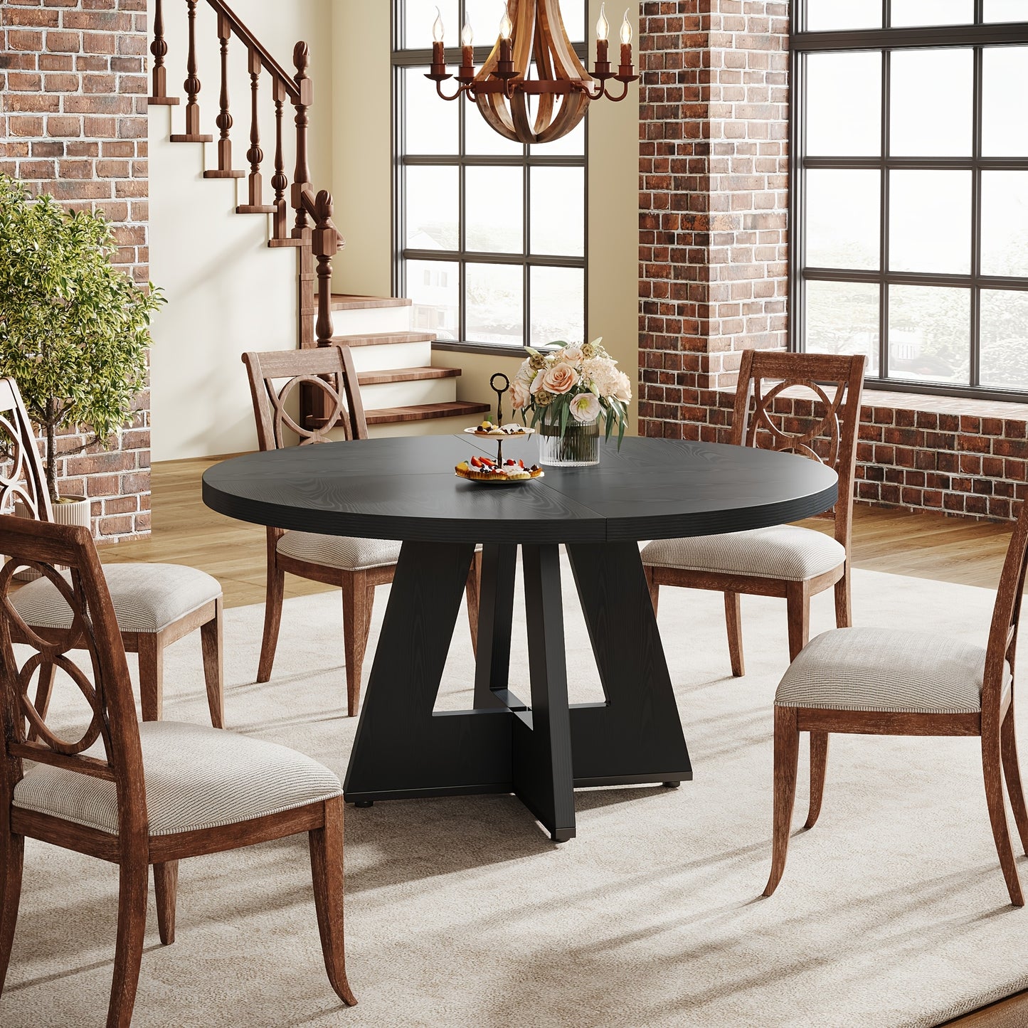Rustic Round Farmhouse Dining Table for Cozy Home Gatherings