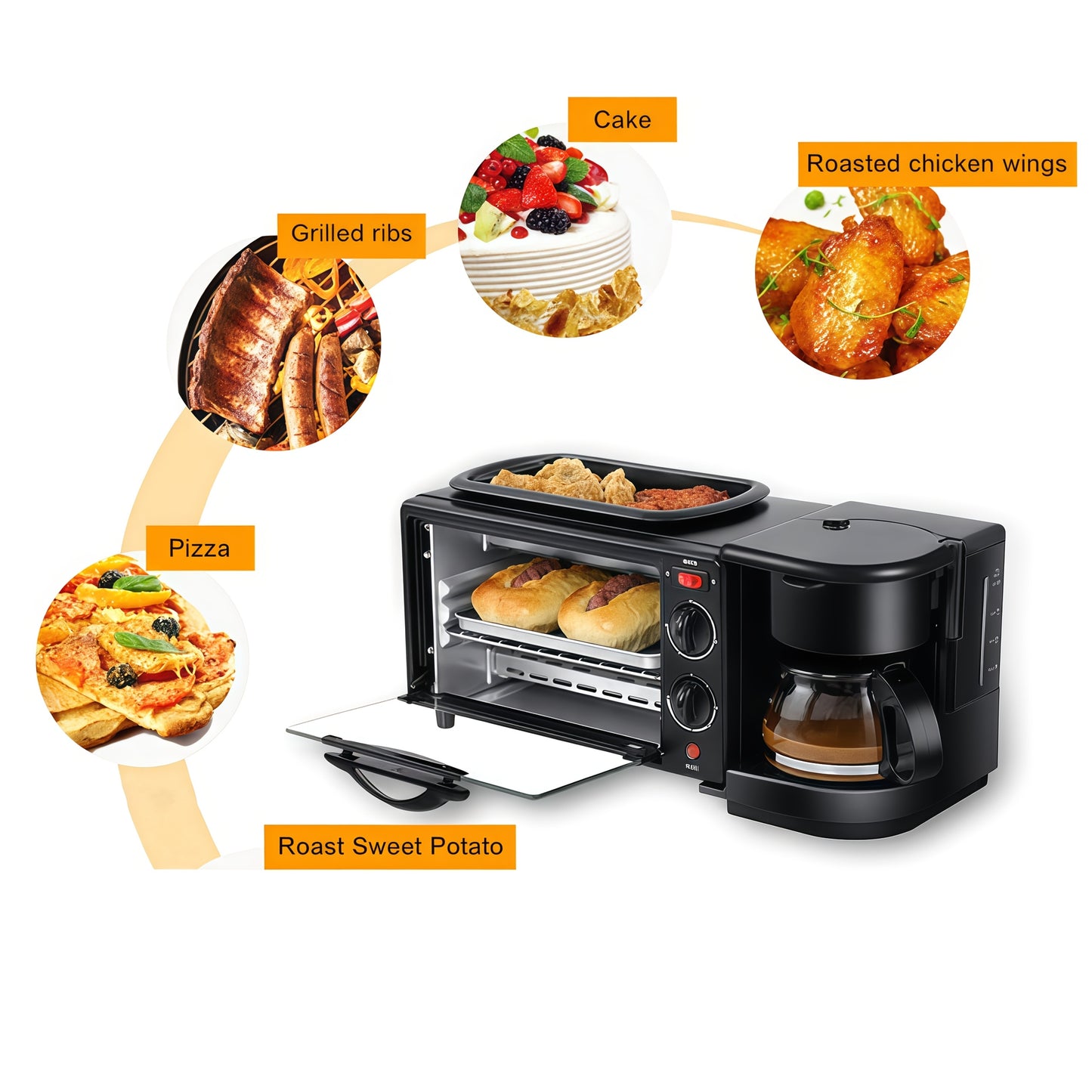 3-in-1 Breakfast Station Electric Kitchen Appliance for Home Use