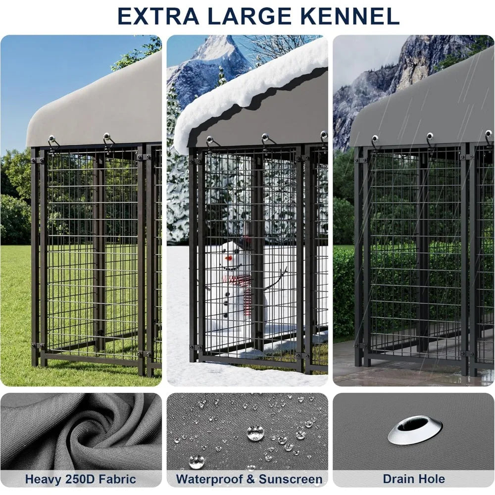 MKDK Outdoor Heavy Duty Dog Kennel Double Lock Cage
