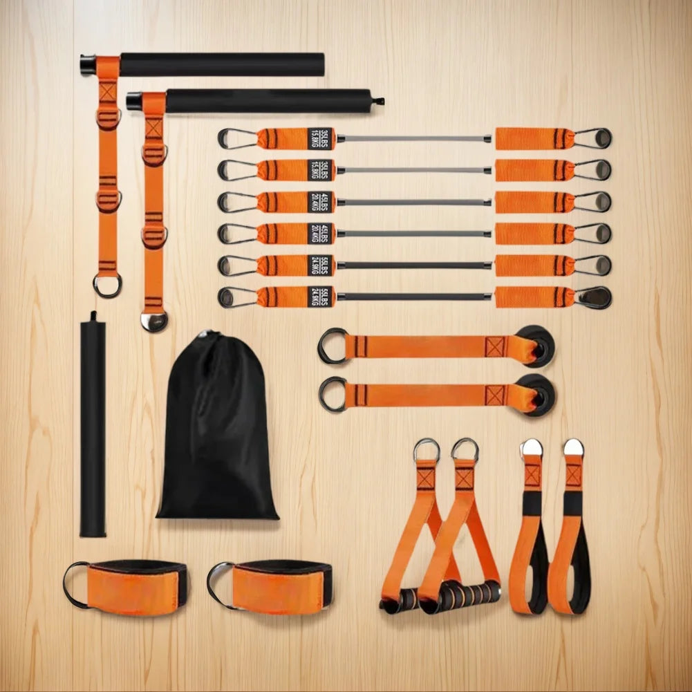 Portable Pilates Bar With Resistance Bands For Full Body