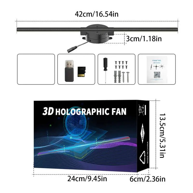 High-concerned 3D Hologram LED Fan Projector Advertising Display For Christmas Halloween