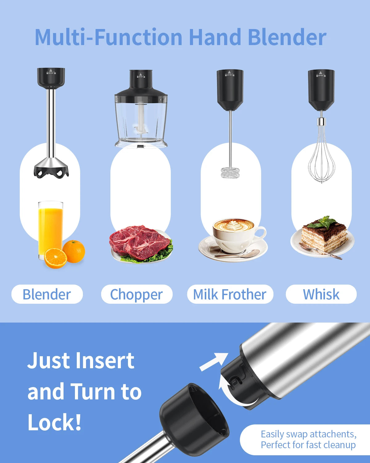 ZHIYU 1000W Electric Immersion Handheld Blender 5 in 1