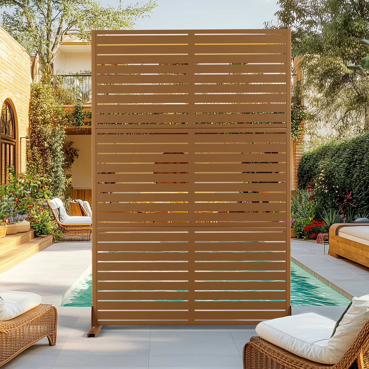 Freestanding Metal Privacy Screen For Outdoor Garden and Patio