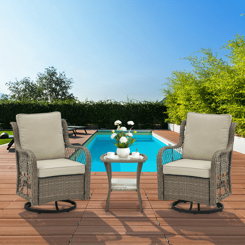 3 Piece Swivel Rocker Patio Chair Set for Outdoor Relaxation