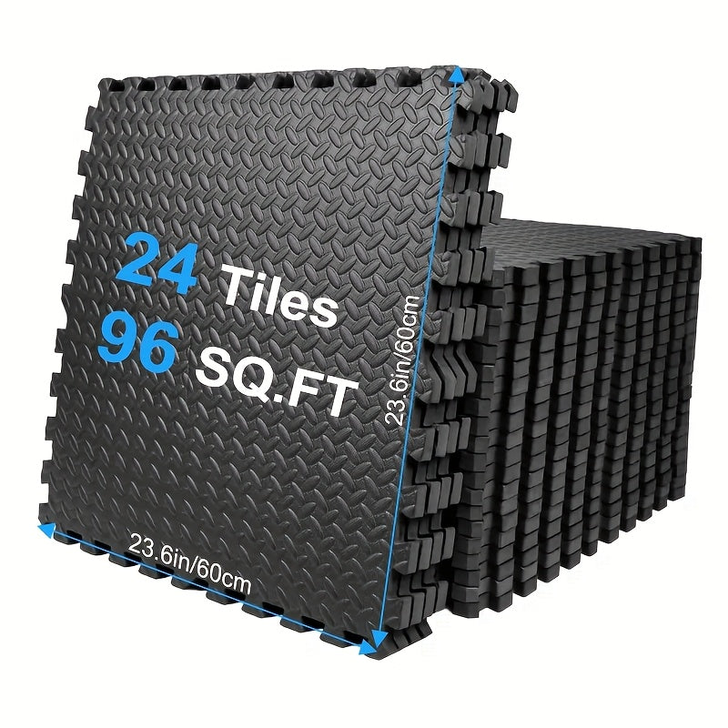 12/24/48 Pack Thick Foam Exercise Mats, Gym Floor Mats - Interlocking EVARubberFloor Protectors for Home And Gym Use -24"x24"(61cm X61cm)