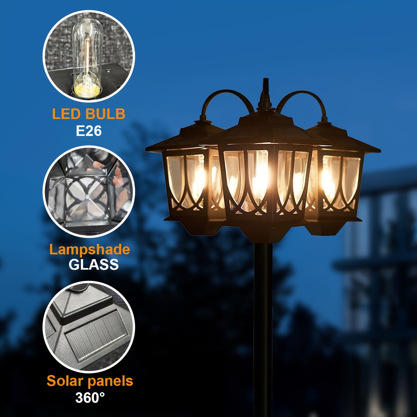 Vintage Solar Floor Lamp for Outdoor Garden and Patio Lighting