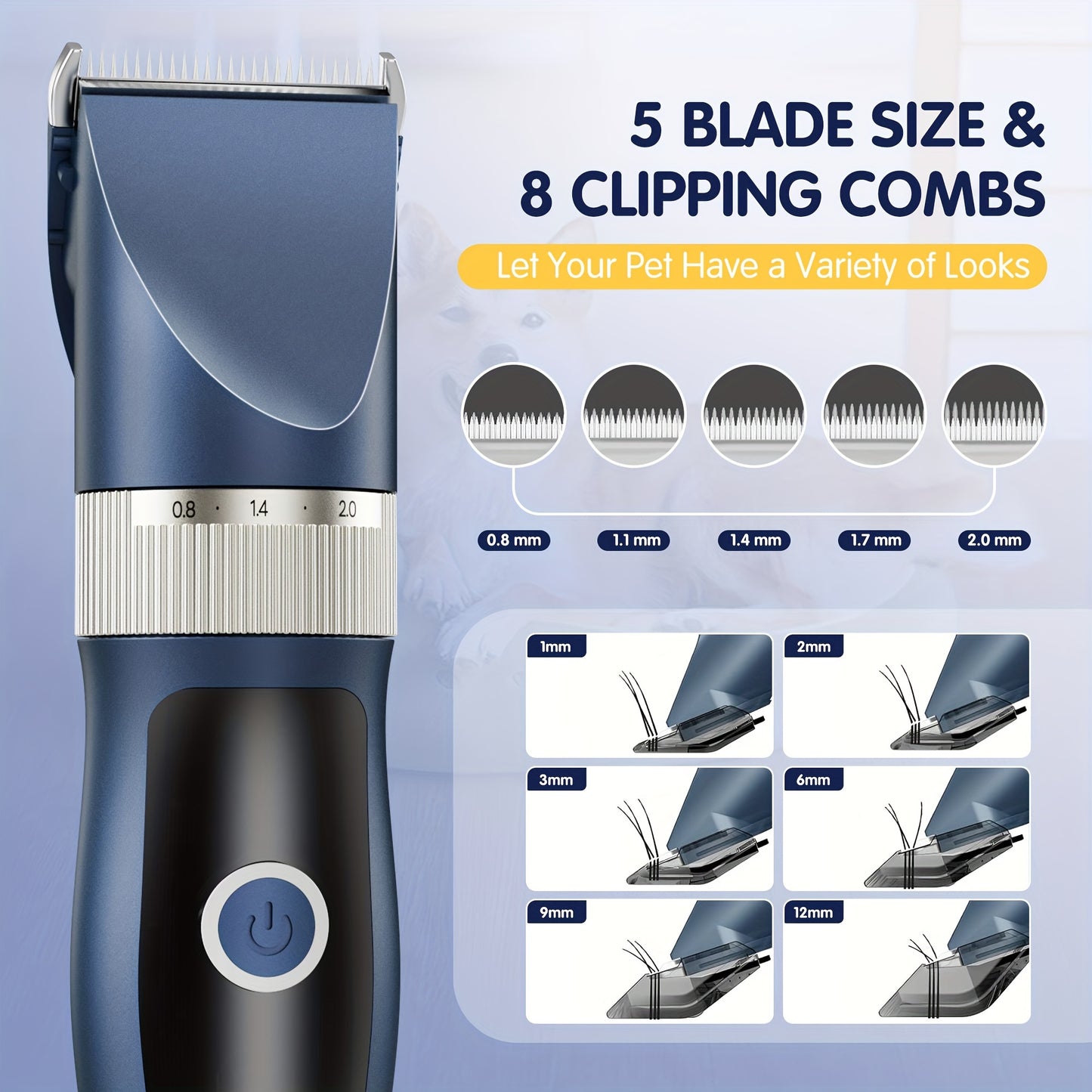Rechargeable Cordless Pet Clippers for Quiet Grooming Sessions
