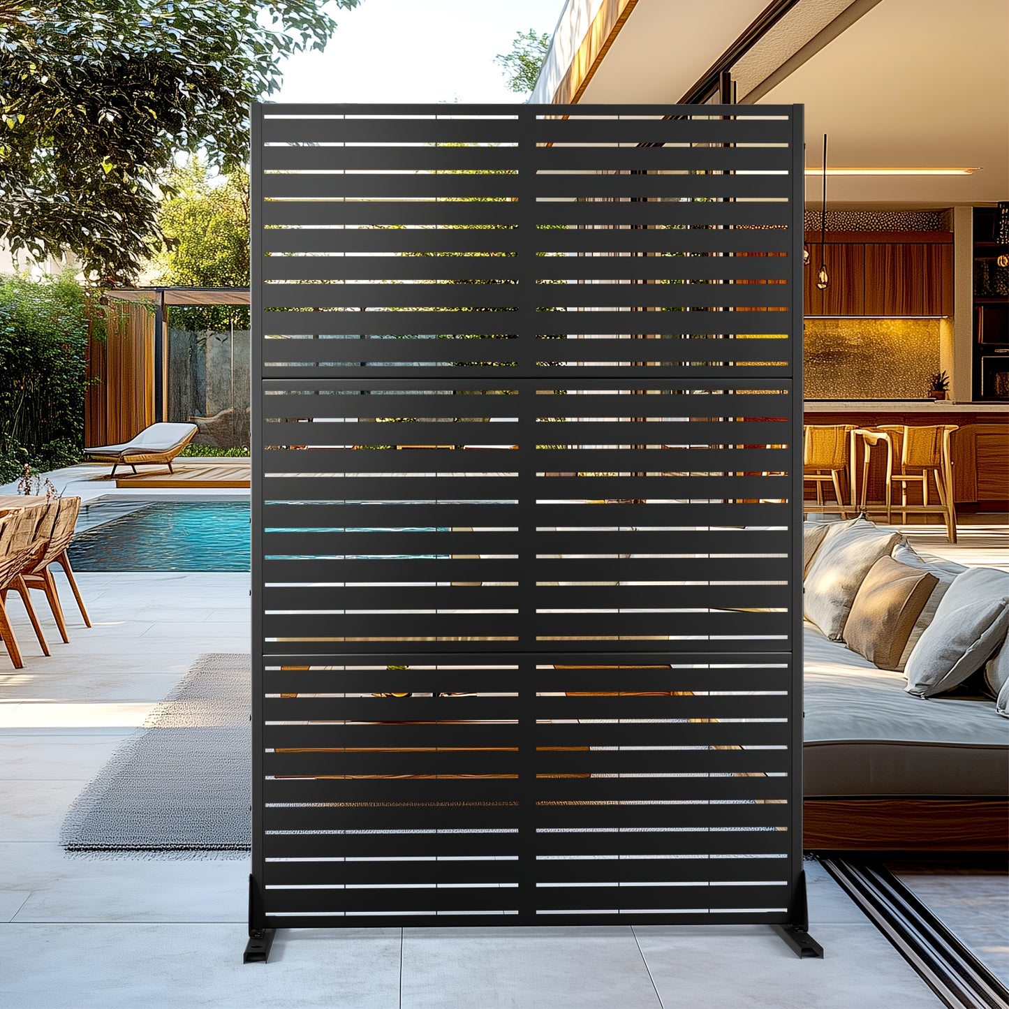 Freestanding Metal Privacy Screen For Outdoor Garden and Patio
