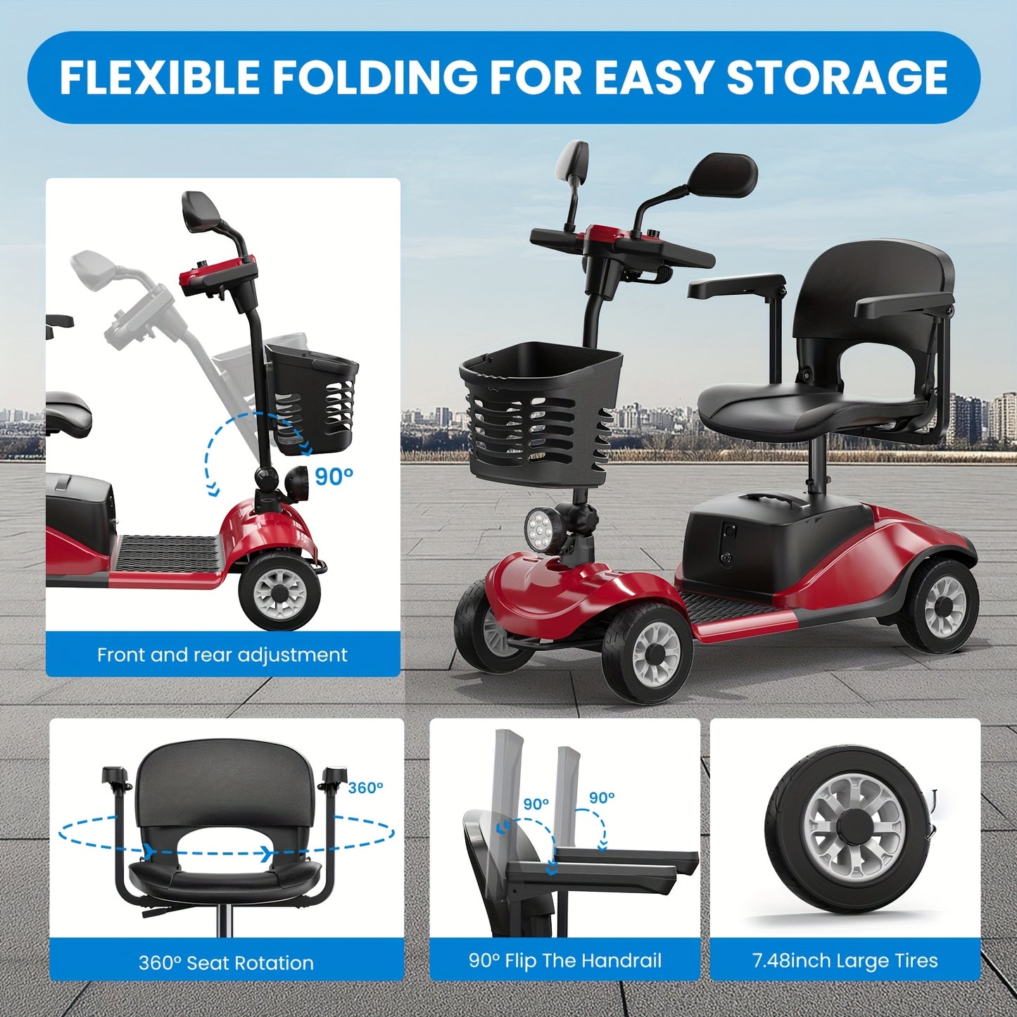 Kerdom 250W Folding Mobility Scooter for Adults and Seniors