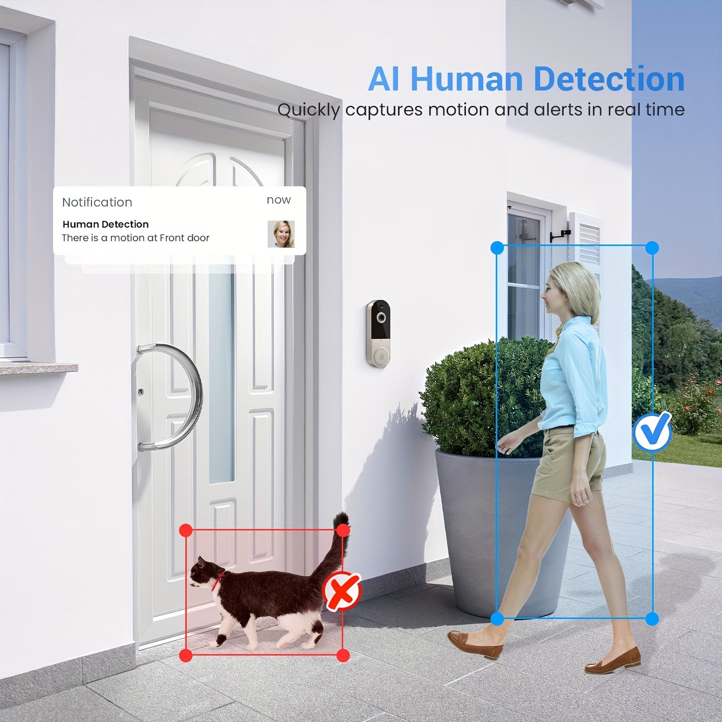 1080P Video Doorbell Camera With Intelligent Body Detection