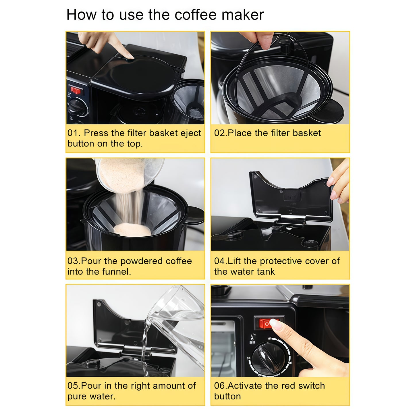 3-in-1 Breakfast Station Electric Kitchen Appliance for Home Use