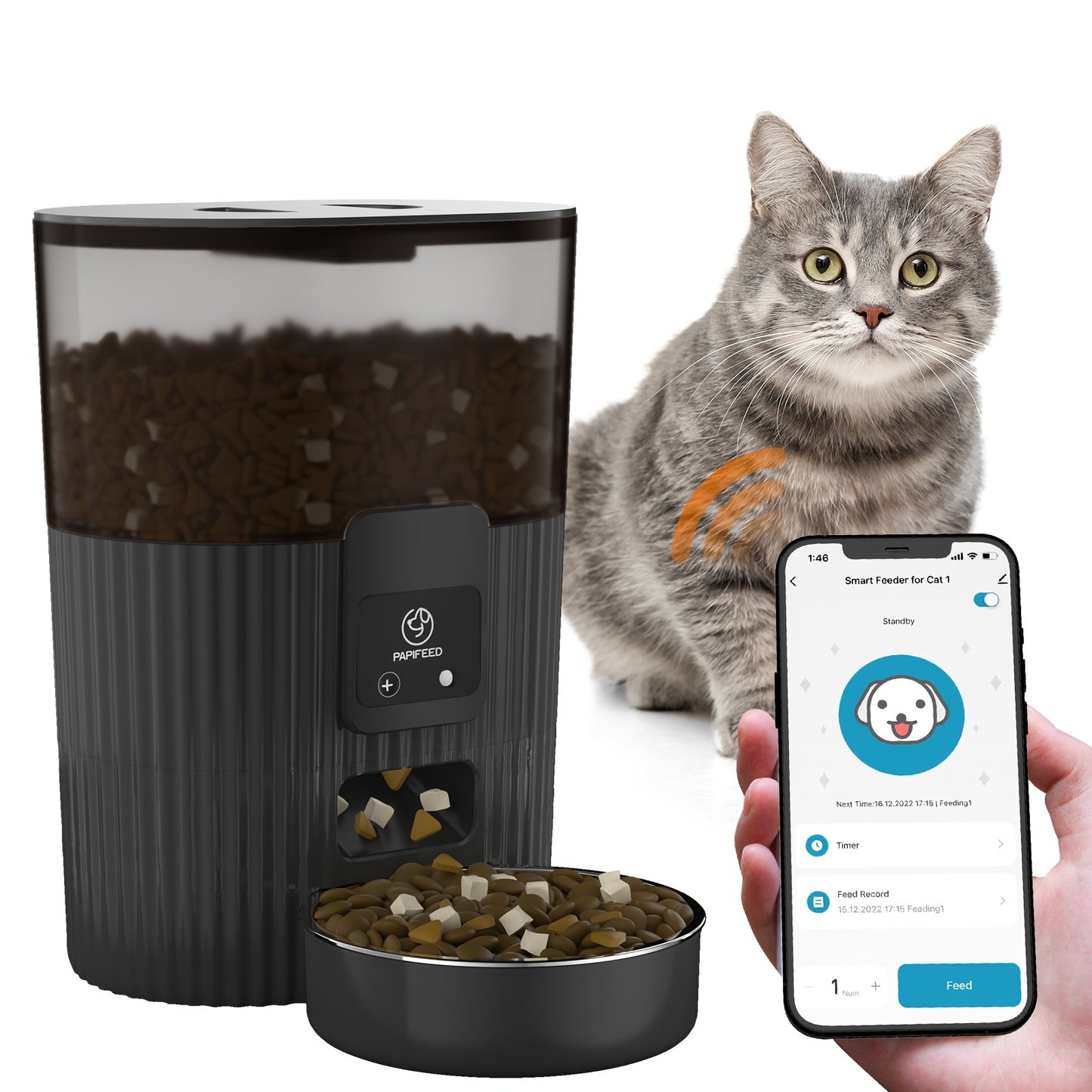 PAPIFEED Smart Automatic Pet Feeder with Wi-Fi Control