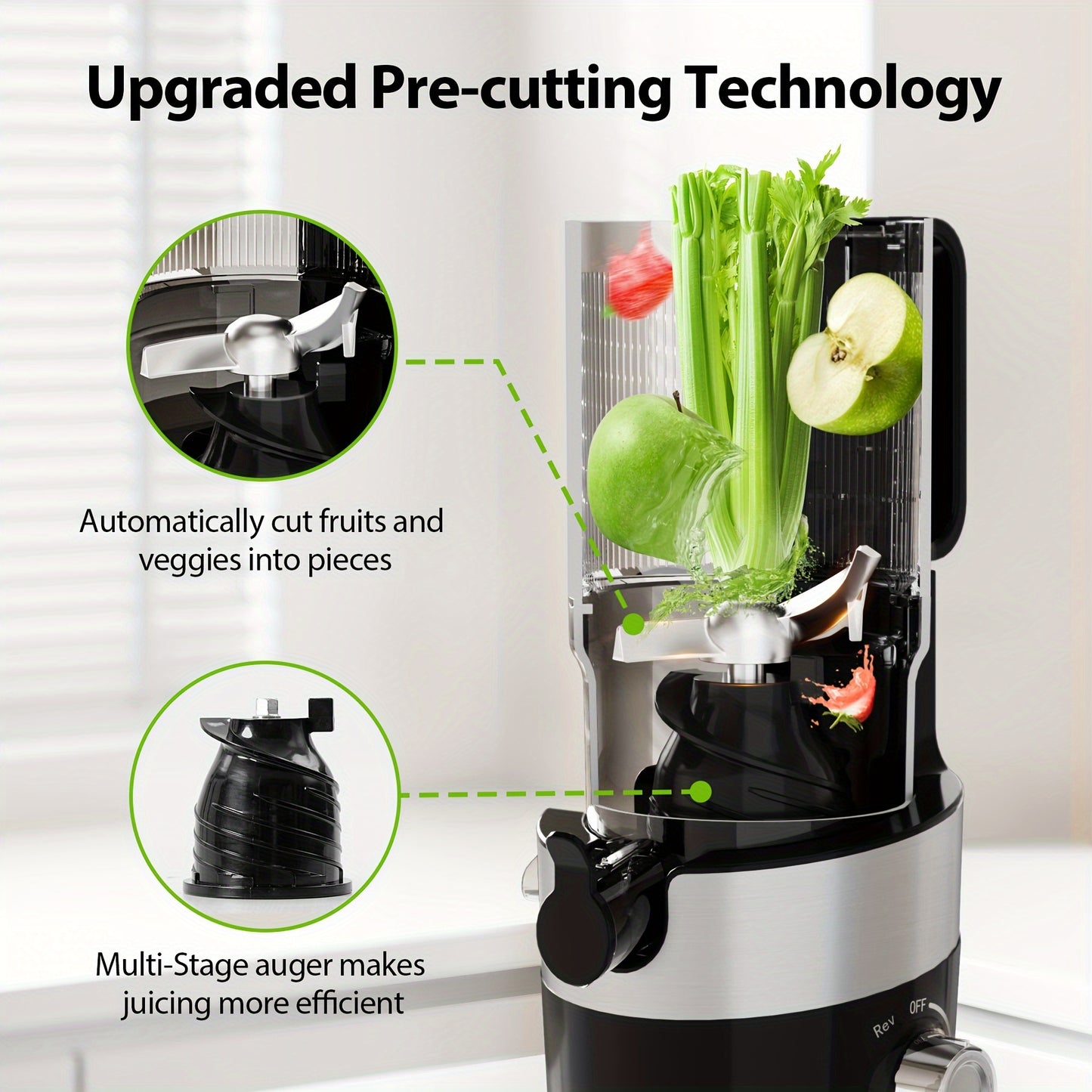 AEITTO Slow Masticating Juicer for Whole Fruits and Vegetables