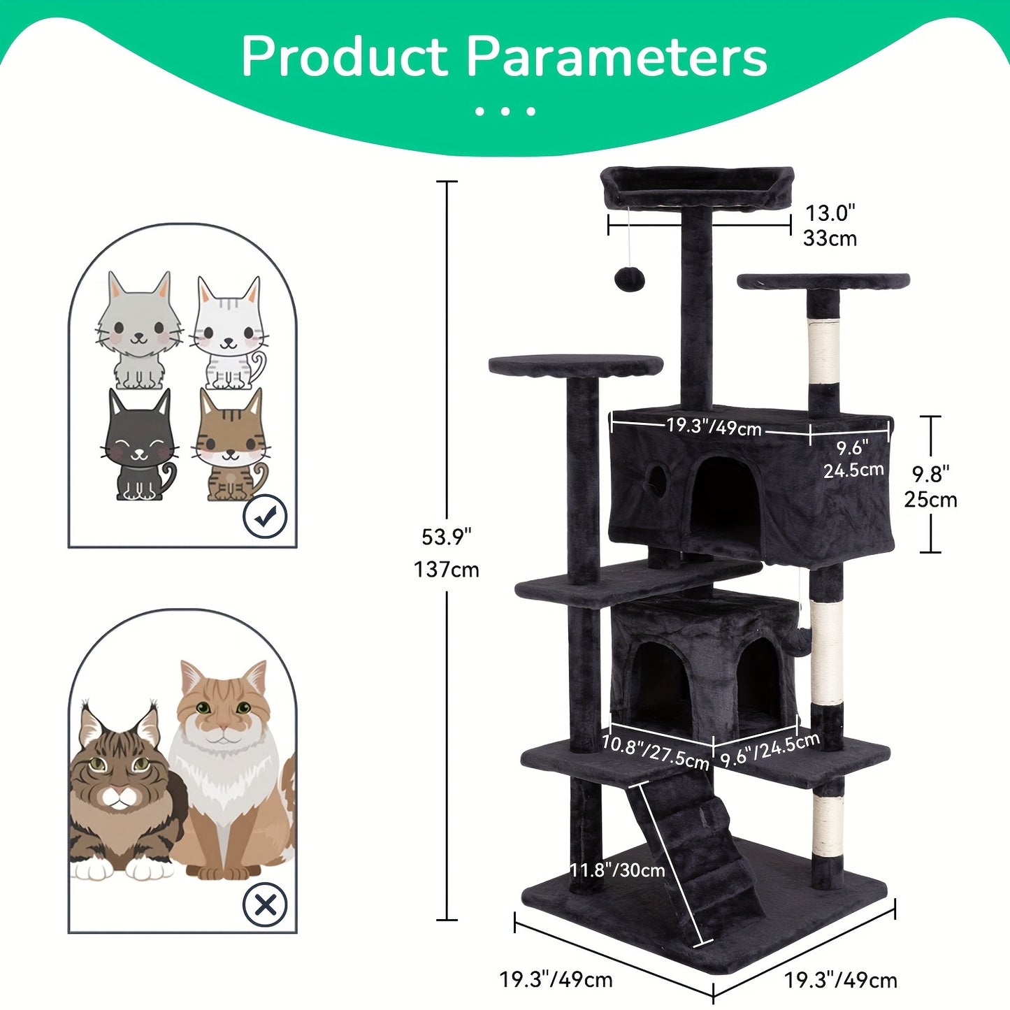Large Cat Tree Multi-Level Activity Center for Playful Kittens