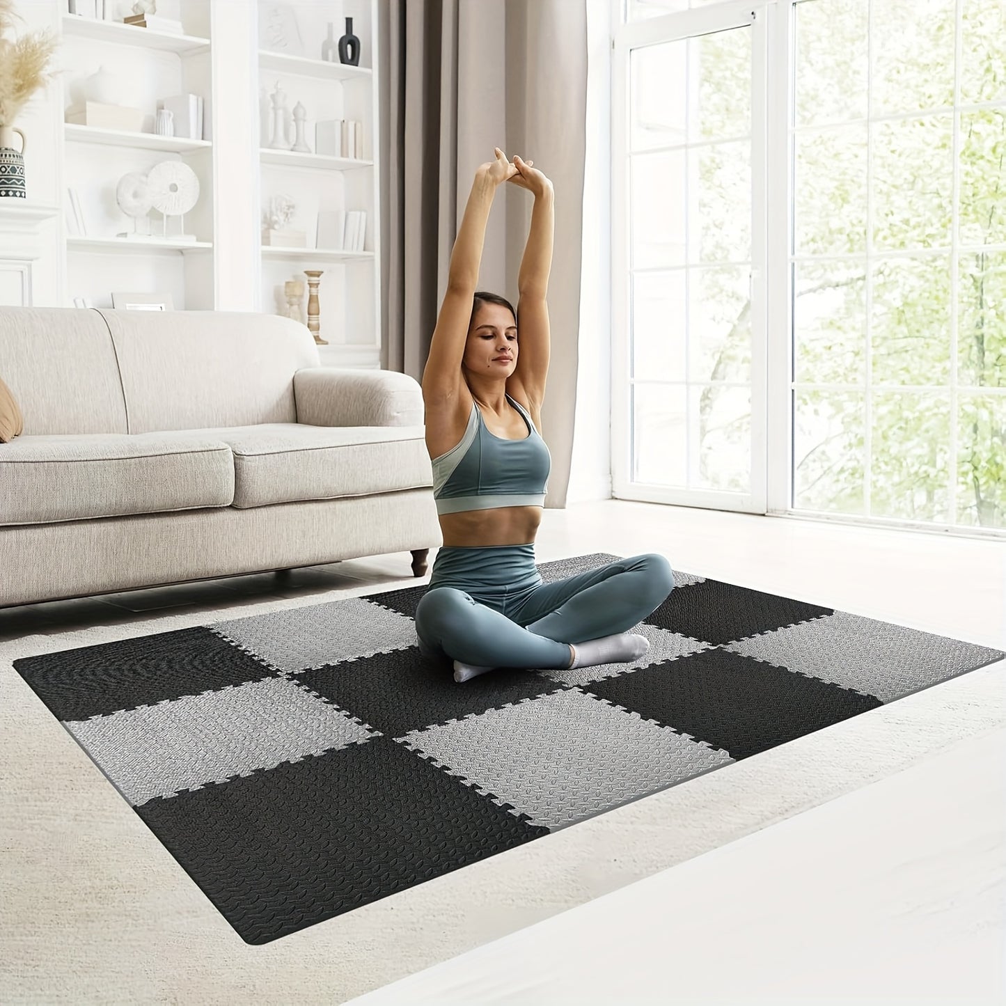 12/24/48 Pack Thick Foam Exercise Mats, Gym Floor Mats - Interlocking EVARubberFloor Protectors for Home And Gym Use -24"x24"(61cm X61cm)