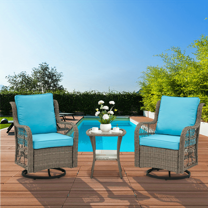 3 Piece Swivel Rocker Patio Chair Set for Outdoor Relaxation