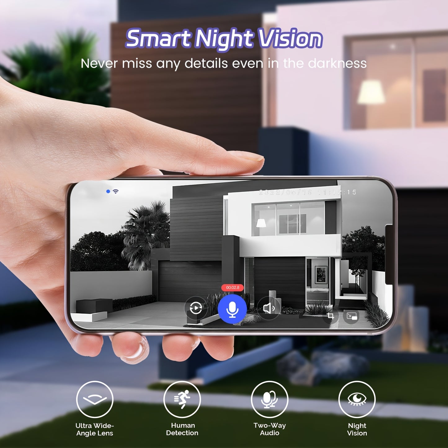 Wireless Wi-Fi Video Doorbell Camera with AI Motion Detection