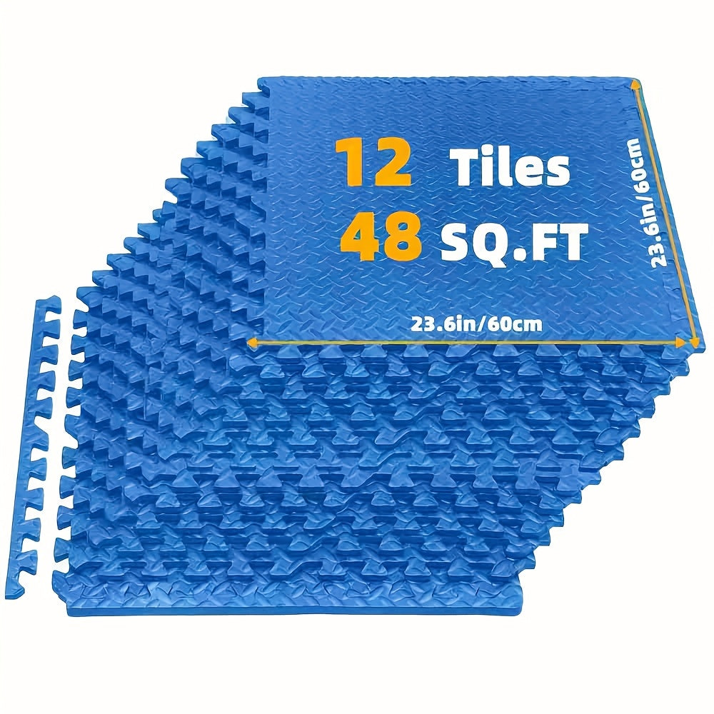 12/24/48 Pack Thick Foam Exercise Mats, Gym Floor Mats - Interlocking EVARubberFloor Protectors for Home And Gym Use -24"x24"(61cm X61cm)