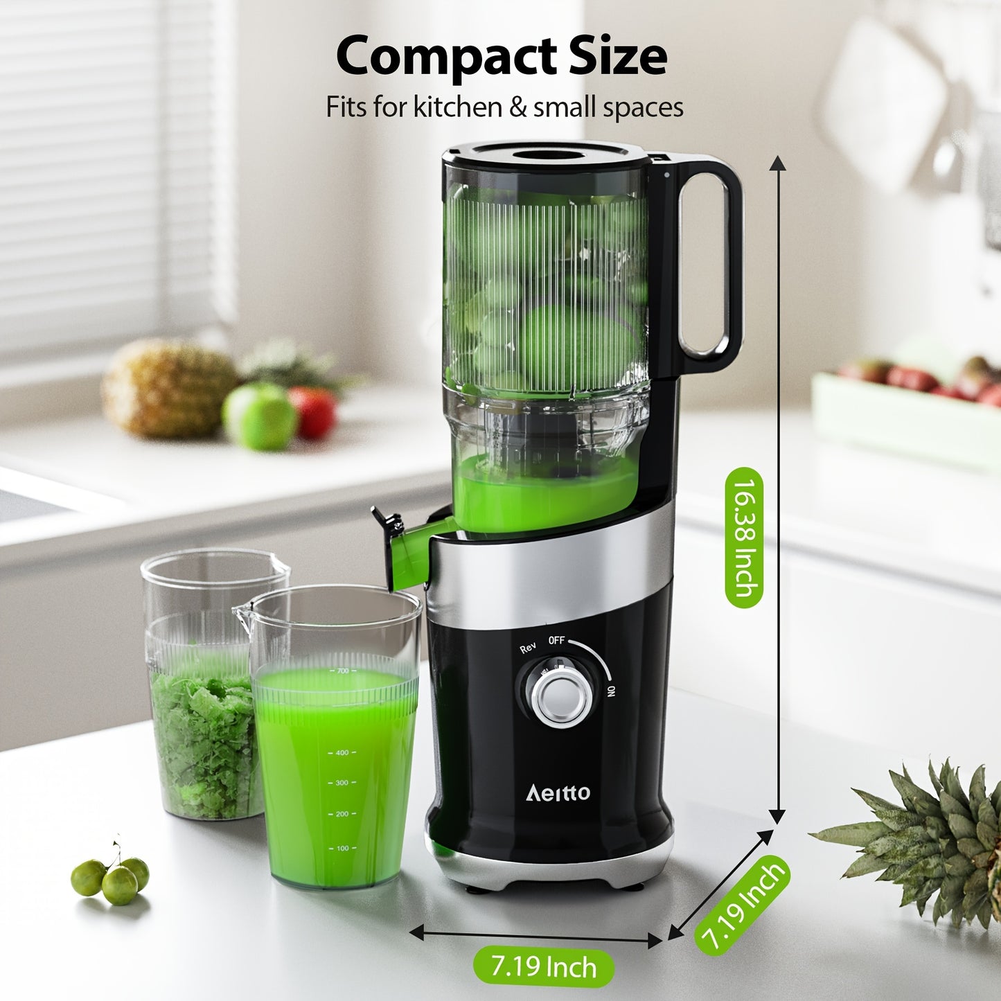 AEITTO Slow Masticating Juicer for Whole Fruits and Vegetables