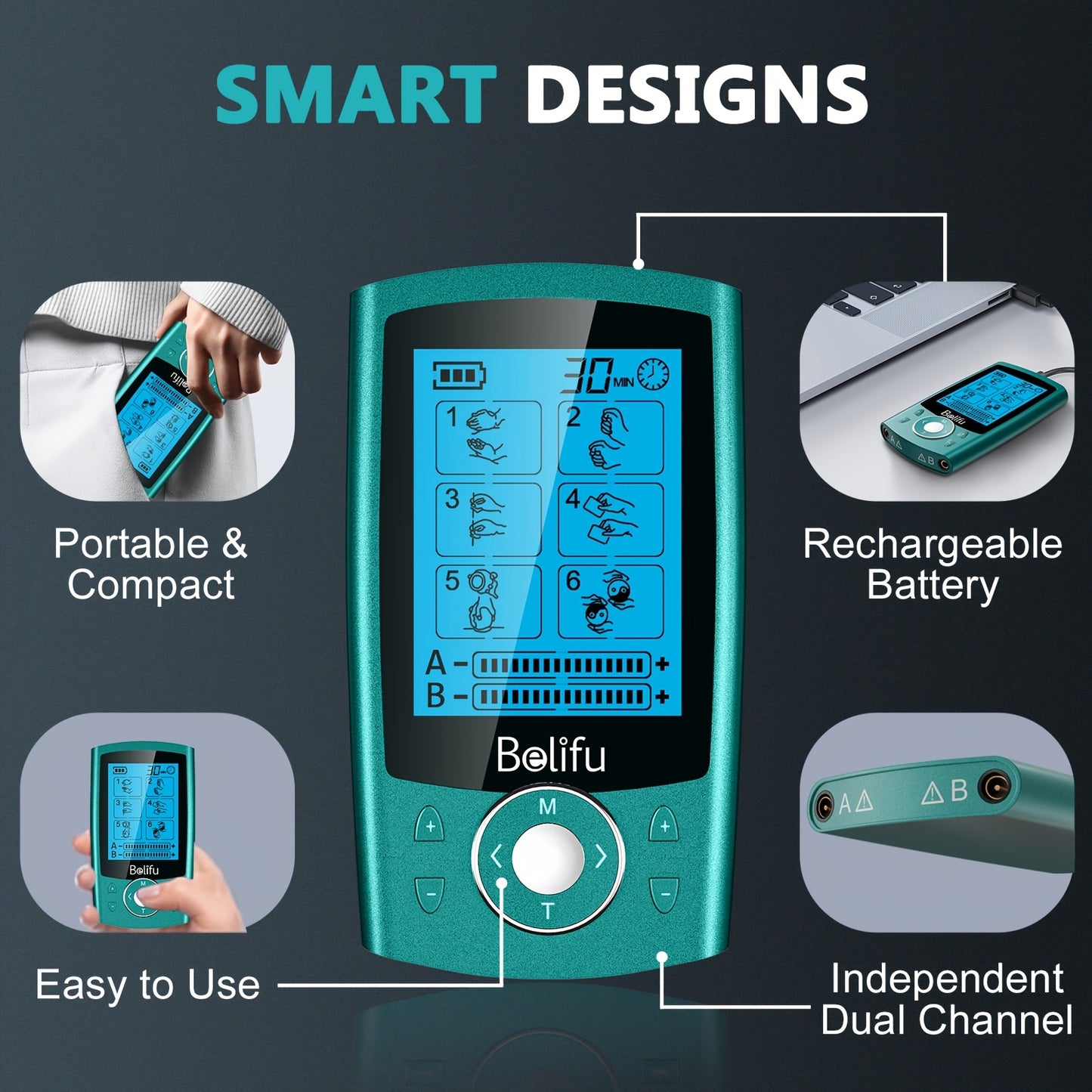 Belifu TENS EMS Muscle Stimulator for Pain Relief and Relaxation
