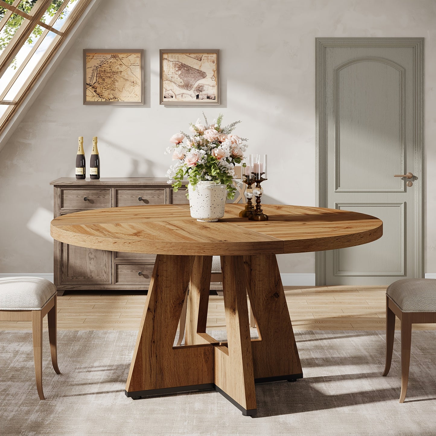 Rustic Round Farmhouse Dining Table for Cozy Home Gatherings