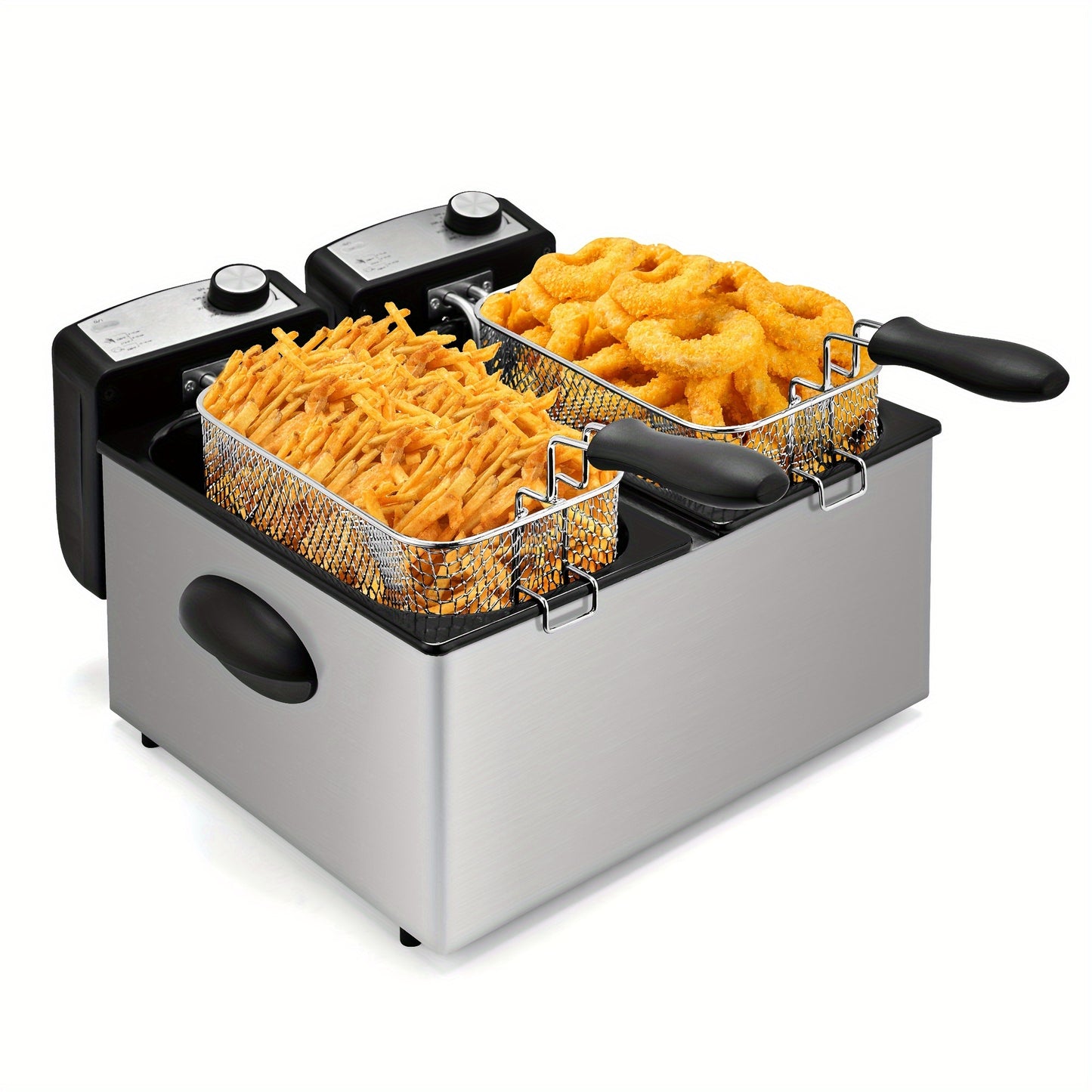 Dual Basket Deep Fryer with Adjustable Temperature and Timer