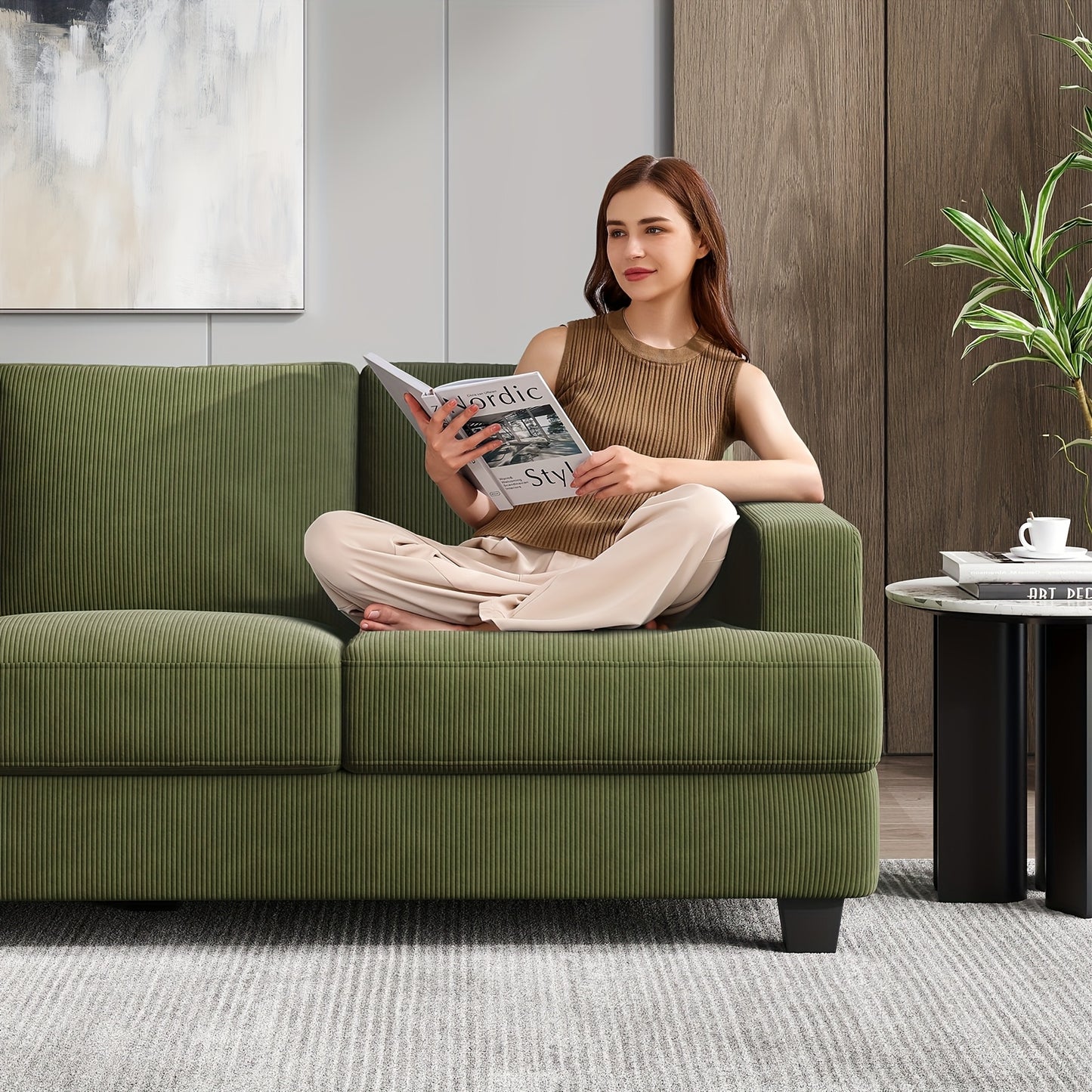 Comfy Modern 3-Seater Sofa with Removable Cover and Pillow Backrest