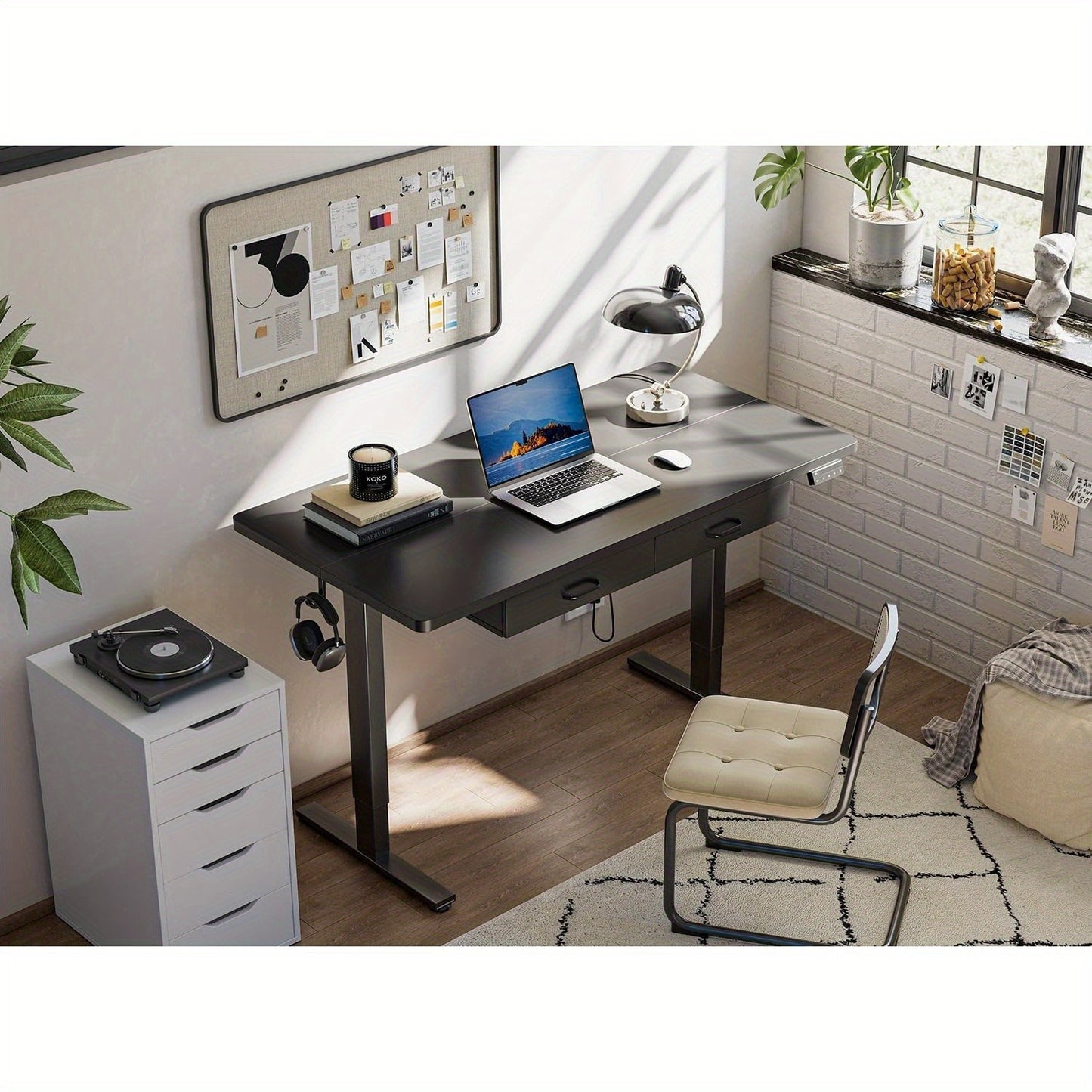 CubiCubi Adjustable Standing Desk With Double Drawer