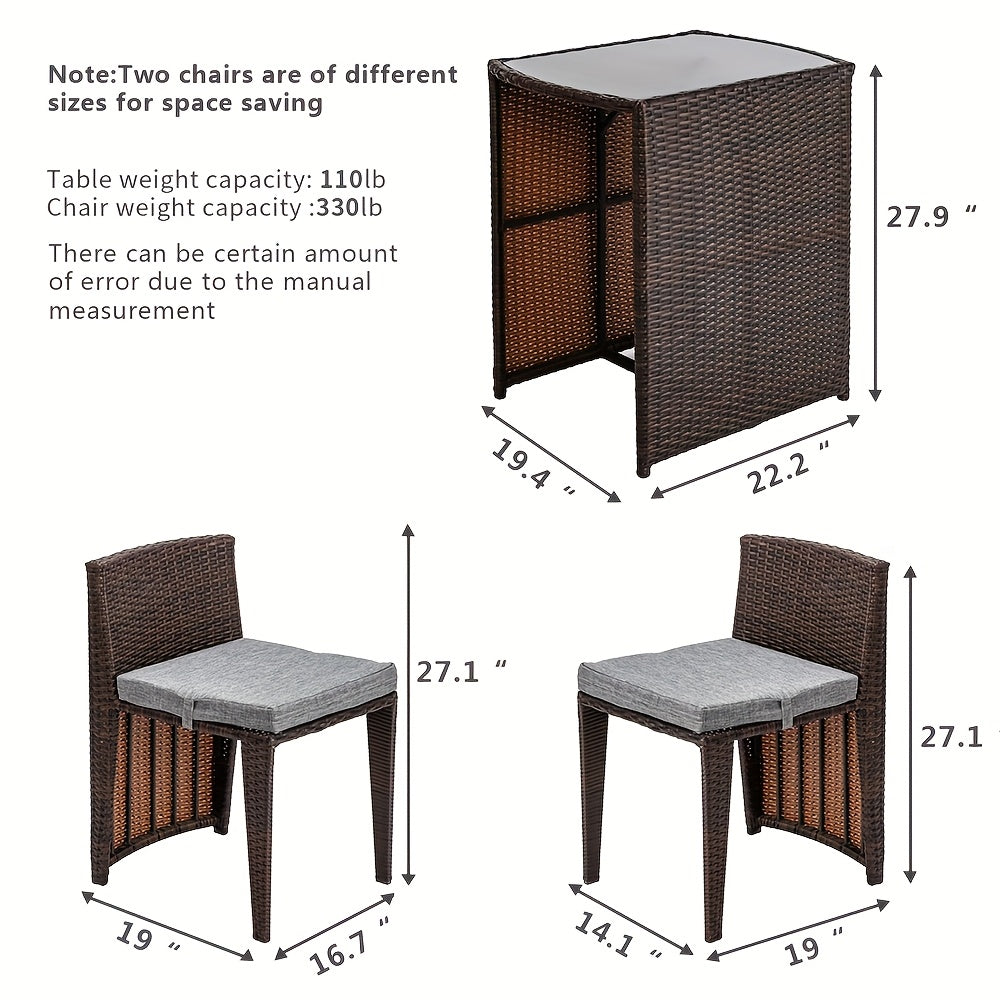 Bonnlo Wicker Outdoor Patio Bistro Set for Small Spaces