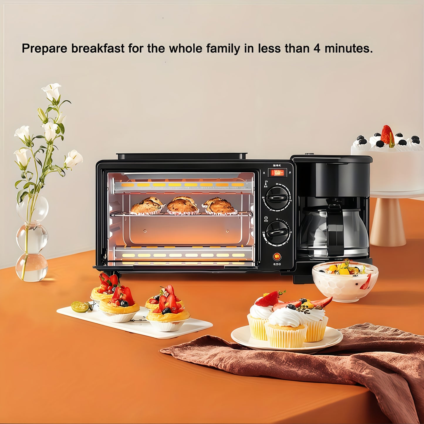 3-in-1 Breakfast Station Electric Kitchen Appliance for Home Use