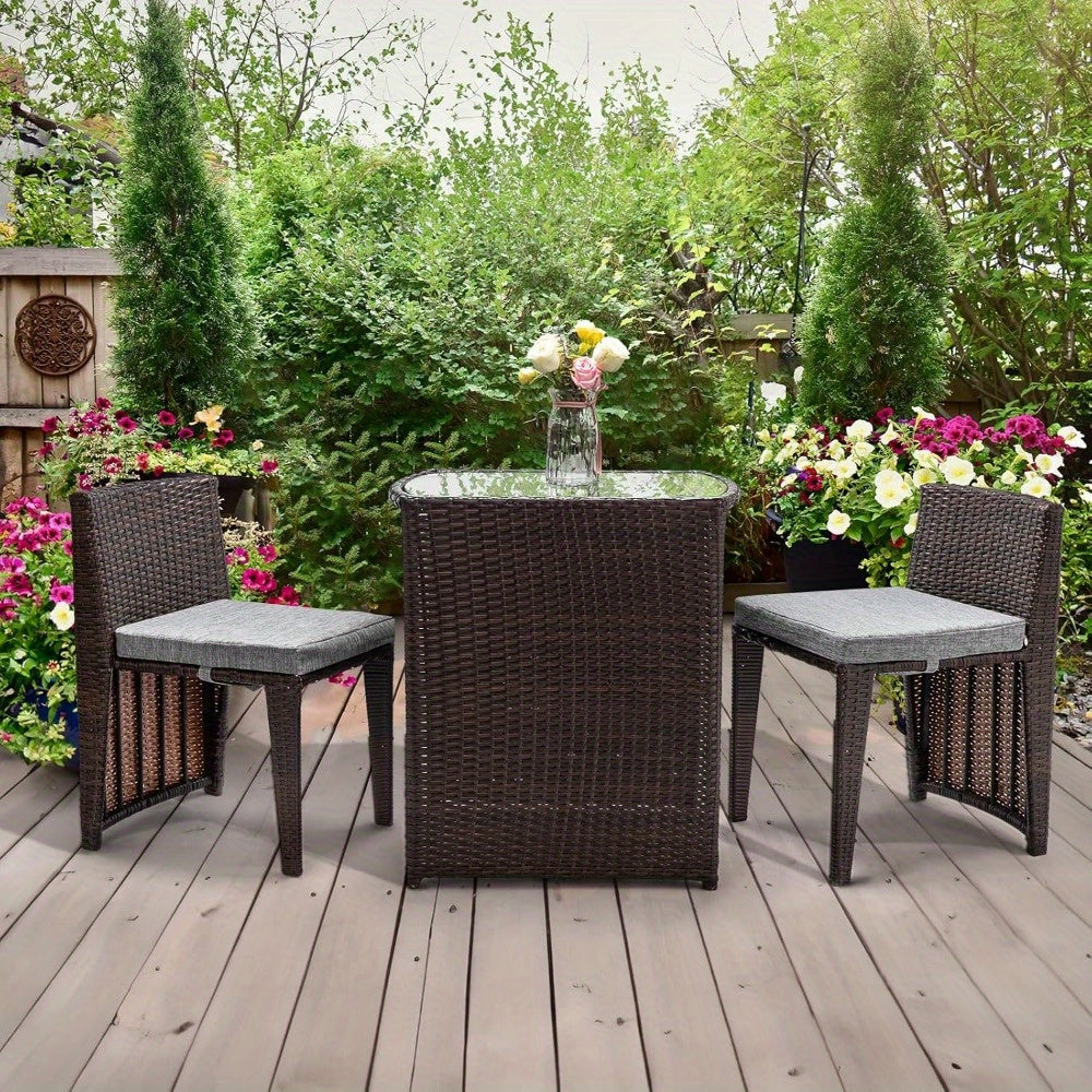 Bonnlo Wicker Outdoor Patio Bistro Set for Small Spaces