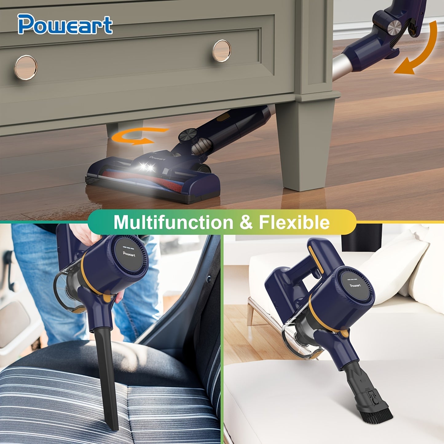 INSE N7 Cordless Vacuum Cleaner Foldable Tube And Led Brush