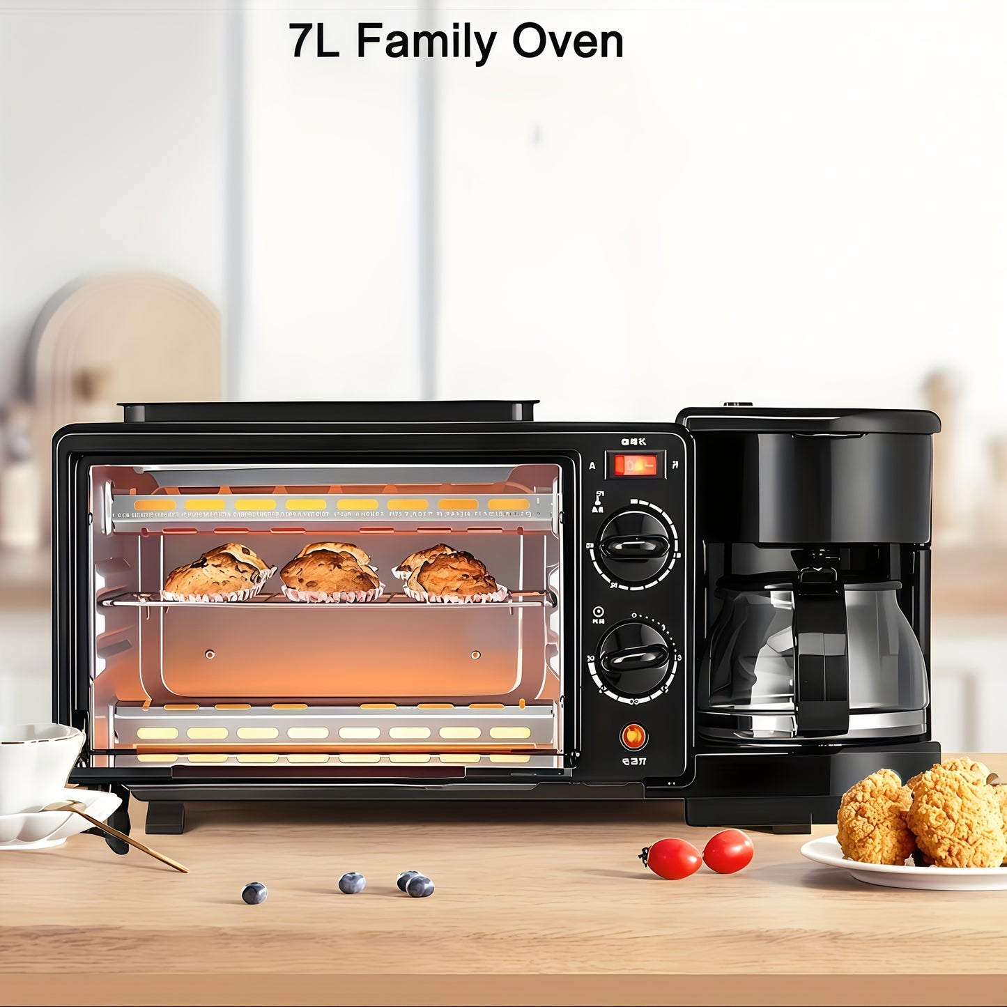 3-in-1 Breakfast Station Electric Kitchen Appliance for Home Use