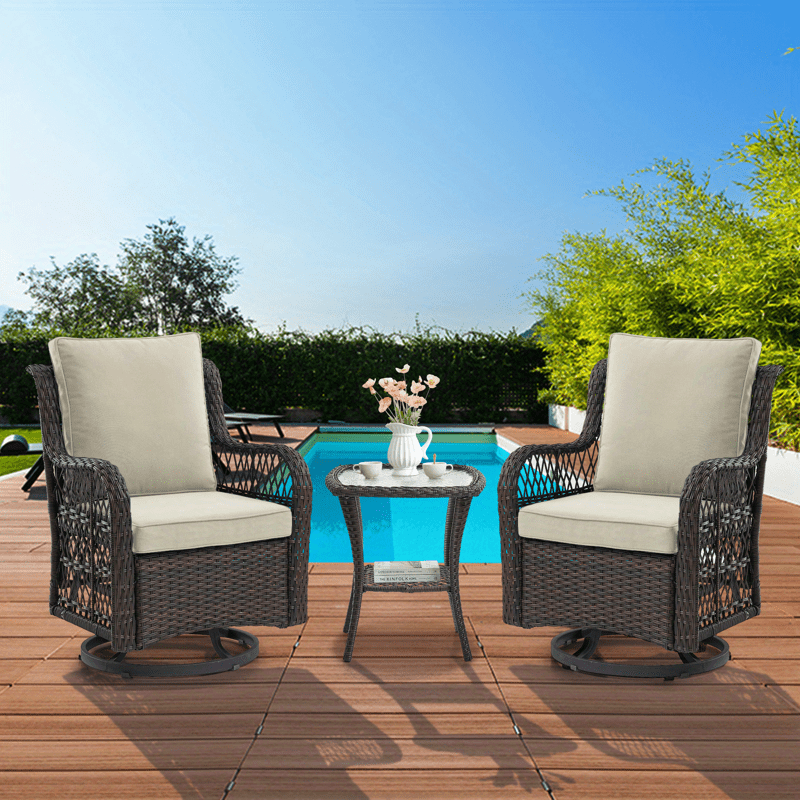3 Piece Swivel Rocker Patio Chair Set for Outdoor Relaxation