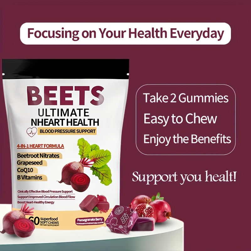 Premium Beetroot Gummies with CoQ10 for Heart and Circulation Health
