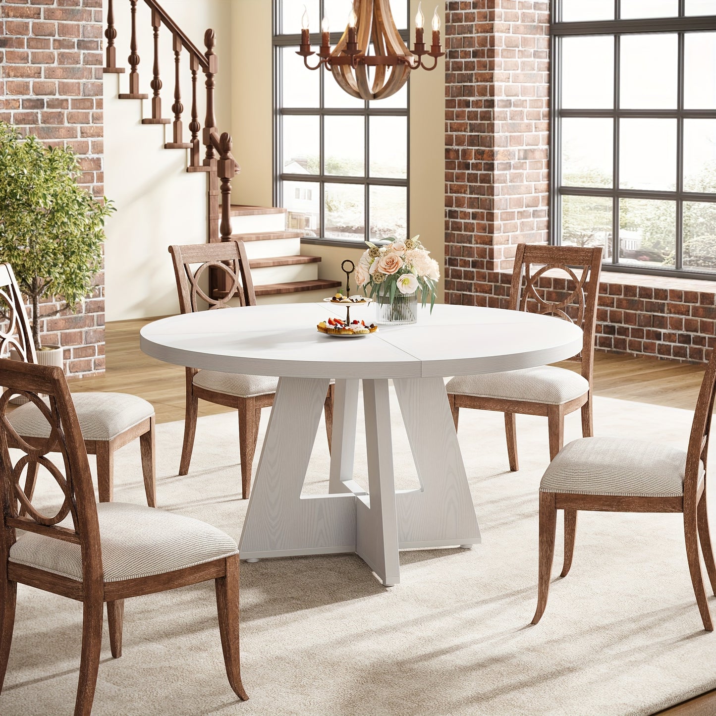 Rustic Round Farmhouse Dining Table for Cozy Home Gatherings
