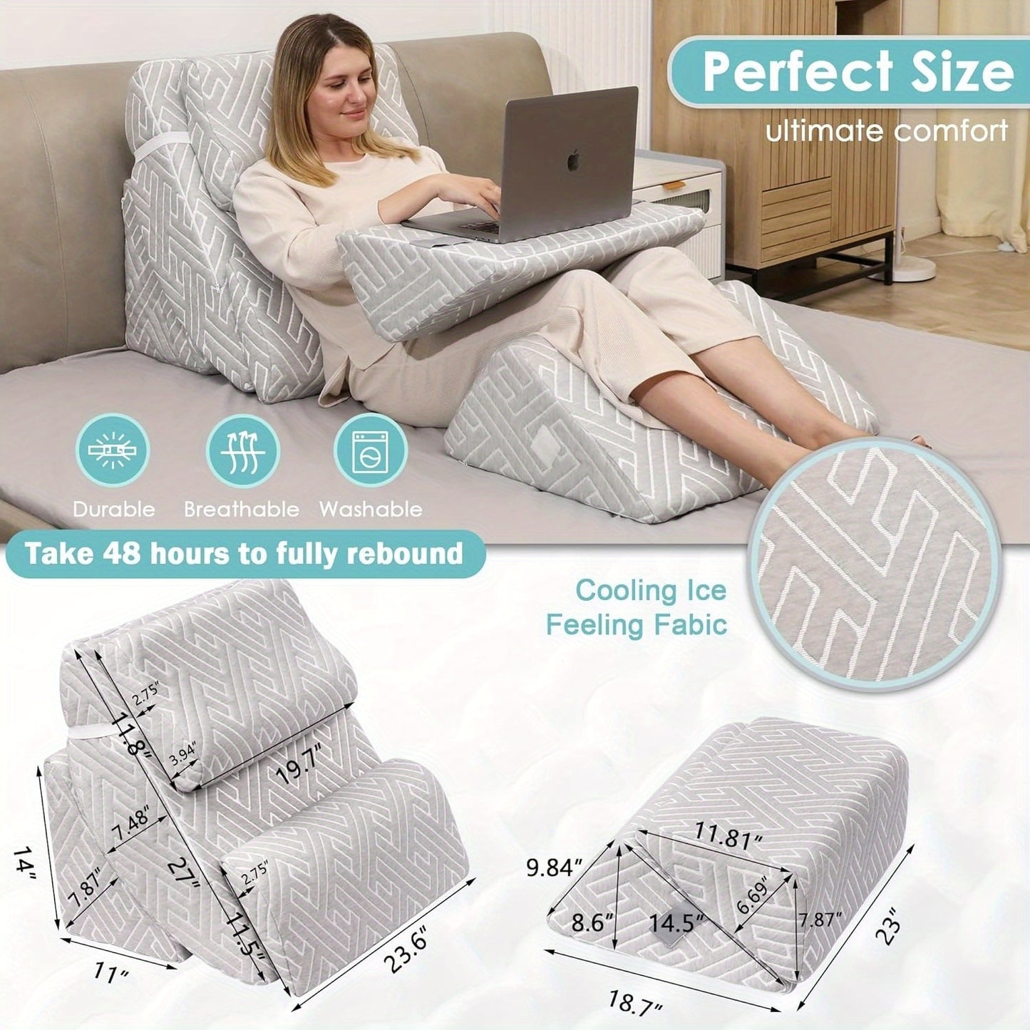 Adjustable Memory Foam Wedge Pillow for Back and Leg Support