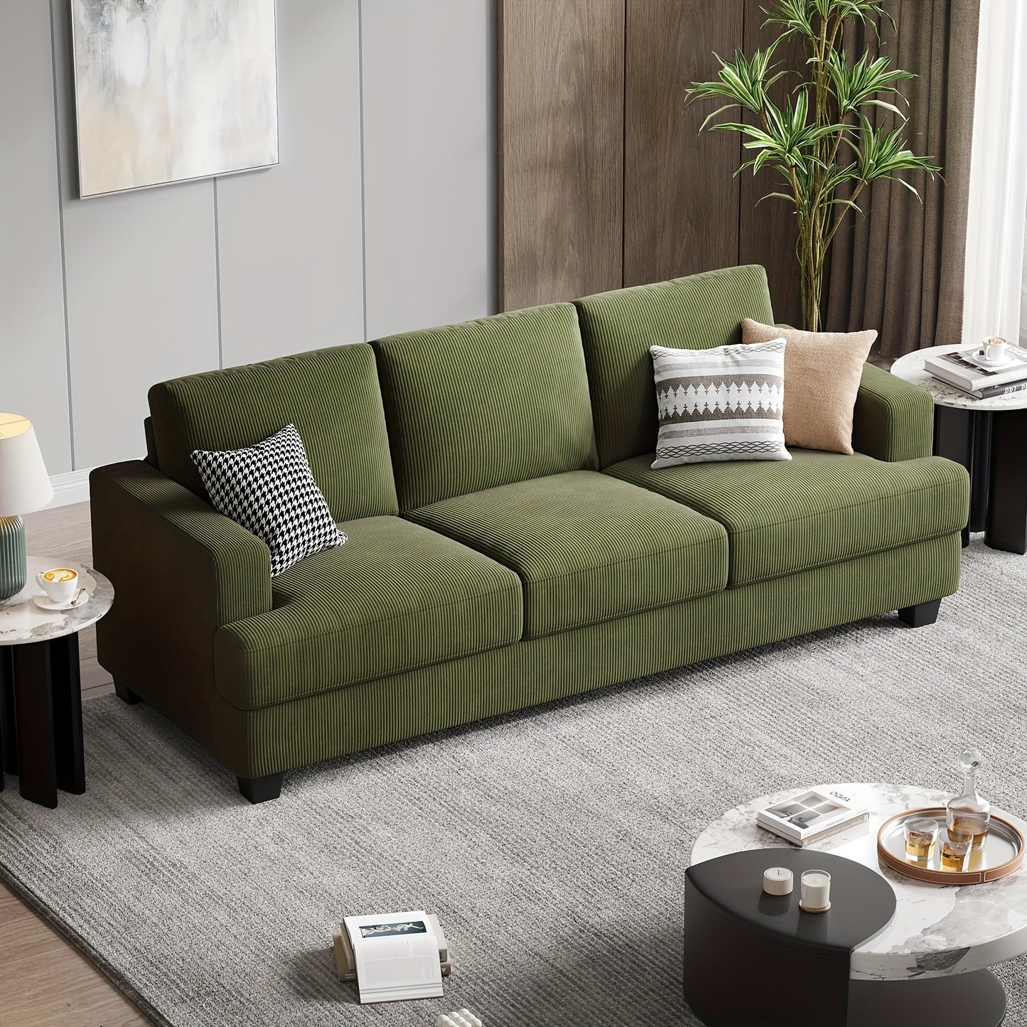 Comfy Modern 3-Seater Sofa with Removable Cover and Pillow Backrest