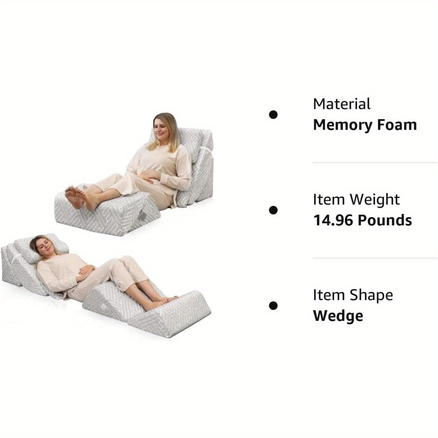 Adjustable Memory Foam Wedge Pillow for Back and Leg Support