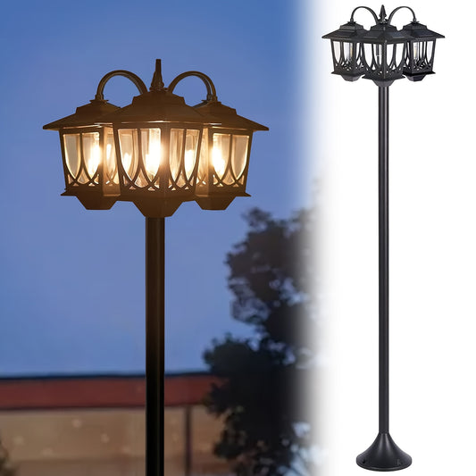 Vintage Solar Floor Lamp for Outdoor Garden and Patio Lighting