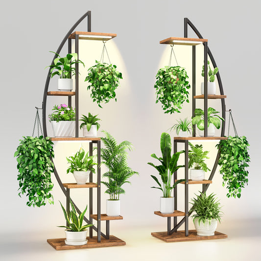 Metal Plant Stands with Grow Lights for Indoor Display