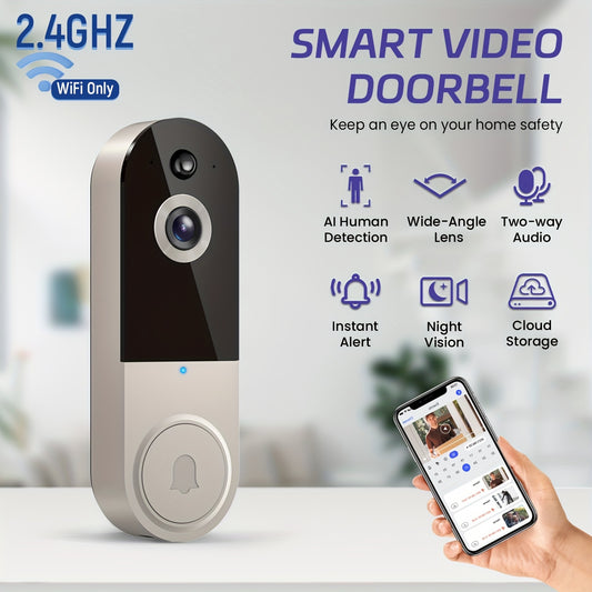 Wireless Wi-Fi Video Doorbell Camera with AI Motion Detection