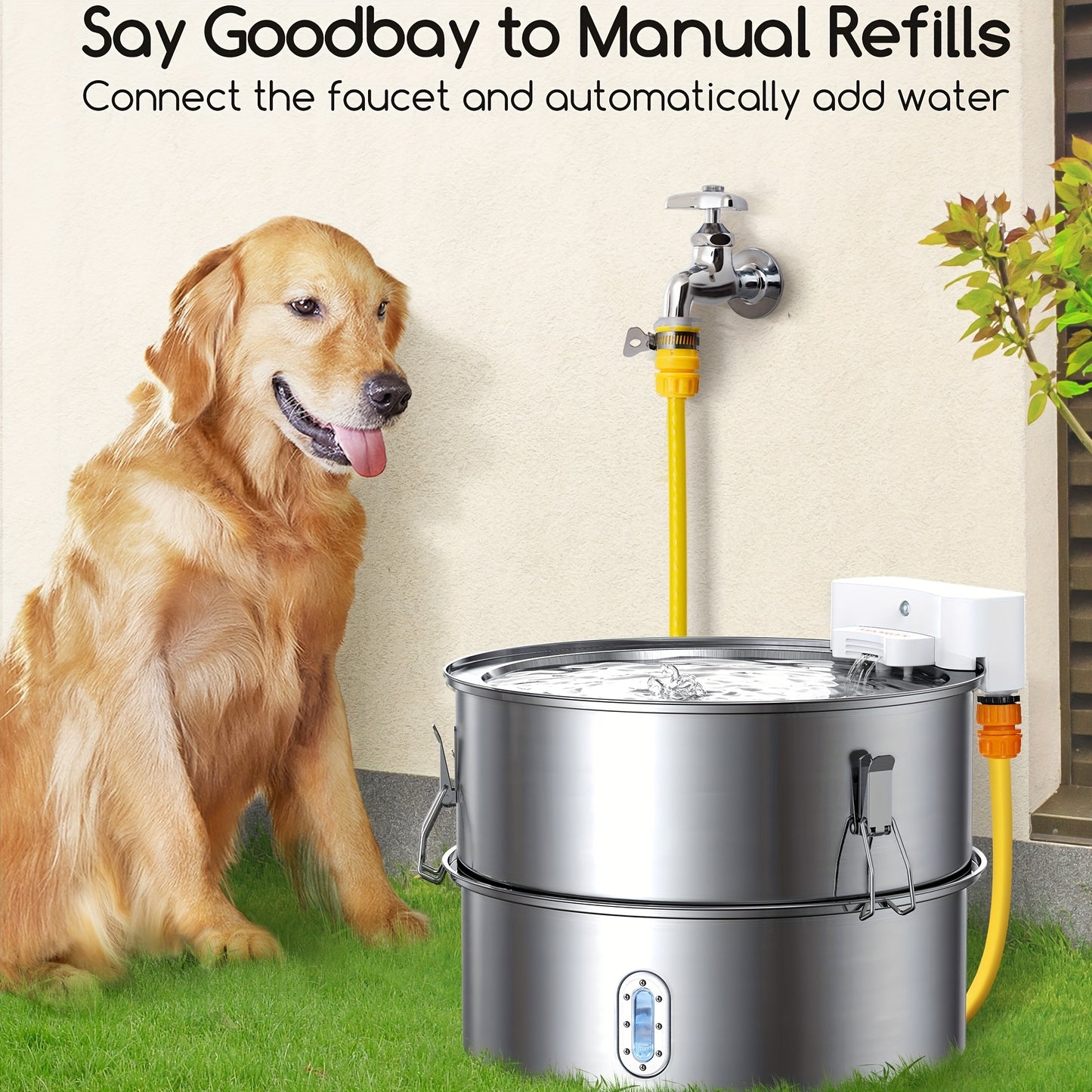 Automatic Stainless Steel Dog Water Fountain with 5-Stage Filter