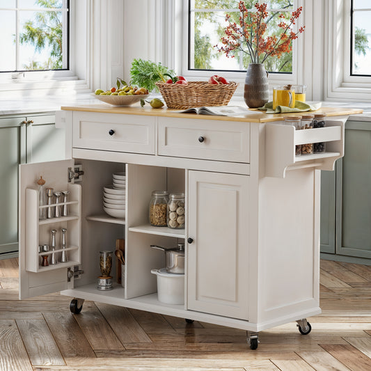Rolling Kitchen Island Cart With Storage And Drop Leaf Design