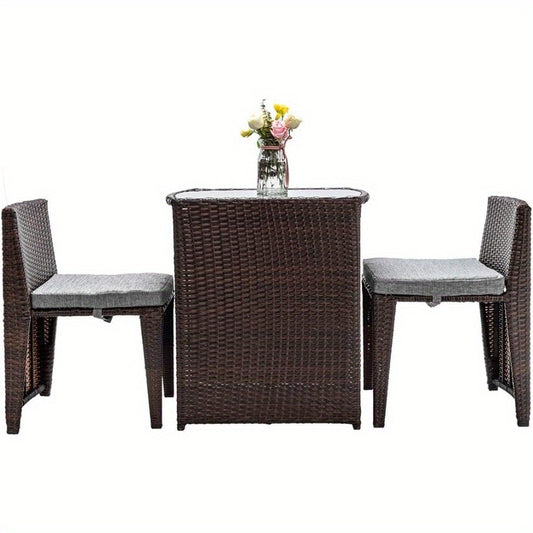 Bonnlo Wicker Outdoor Patio Bistro Set for Small Spaces
