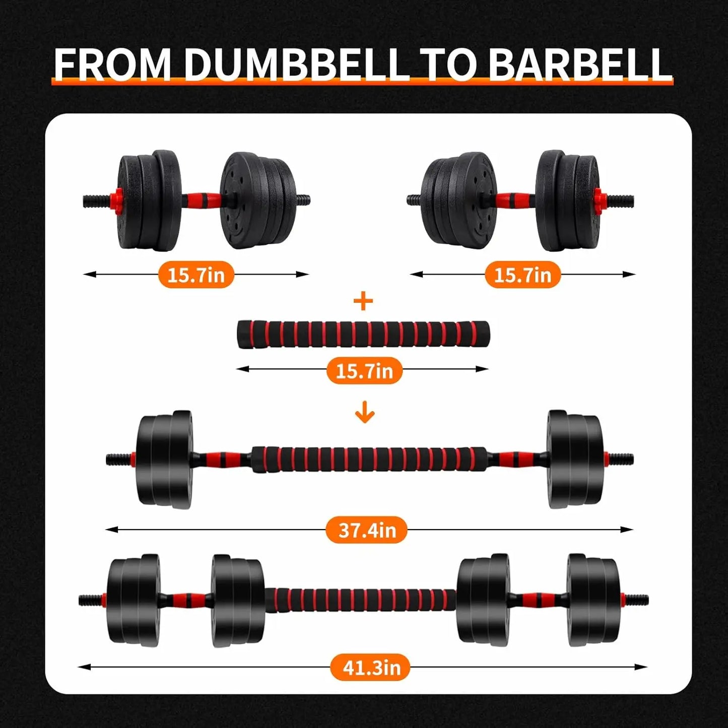 Adjustable Dumbbell Barbell Set With Anti Slip Grip